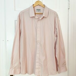 Haggar Men's X-Large Light Pink Dress Shirt 18.5 36,37 Oversized Button Down